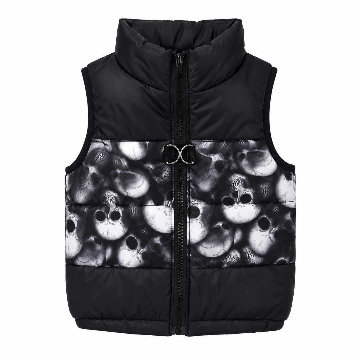 Parka negra con diseño de calavera talla L