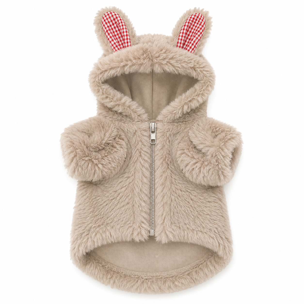 Chaquetita  peluda con orejas de conejo talla M