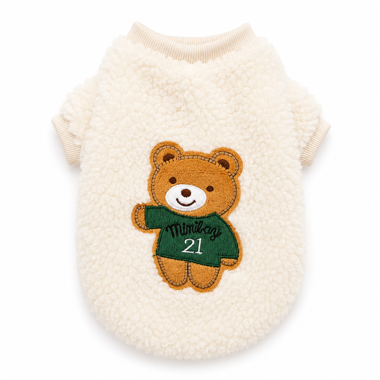 poleron de corderito con diseño de oso talla L