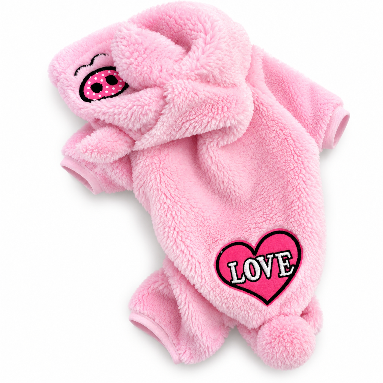 enterito rosado peludo de chanchito talla XS
