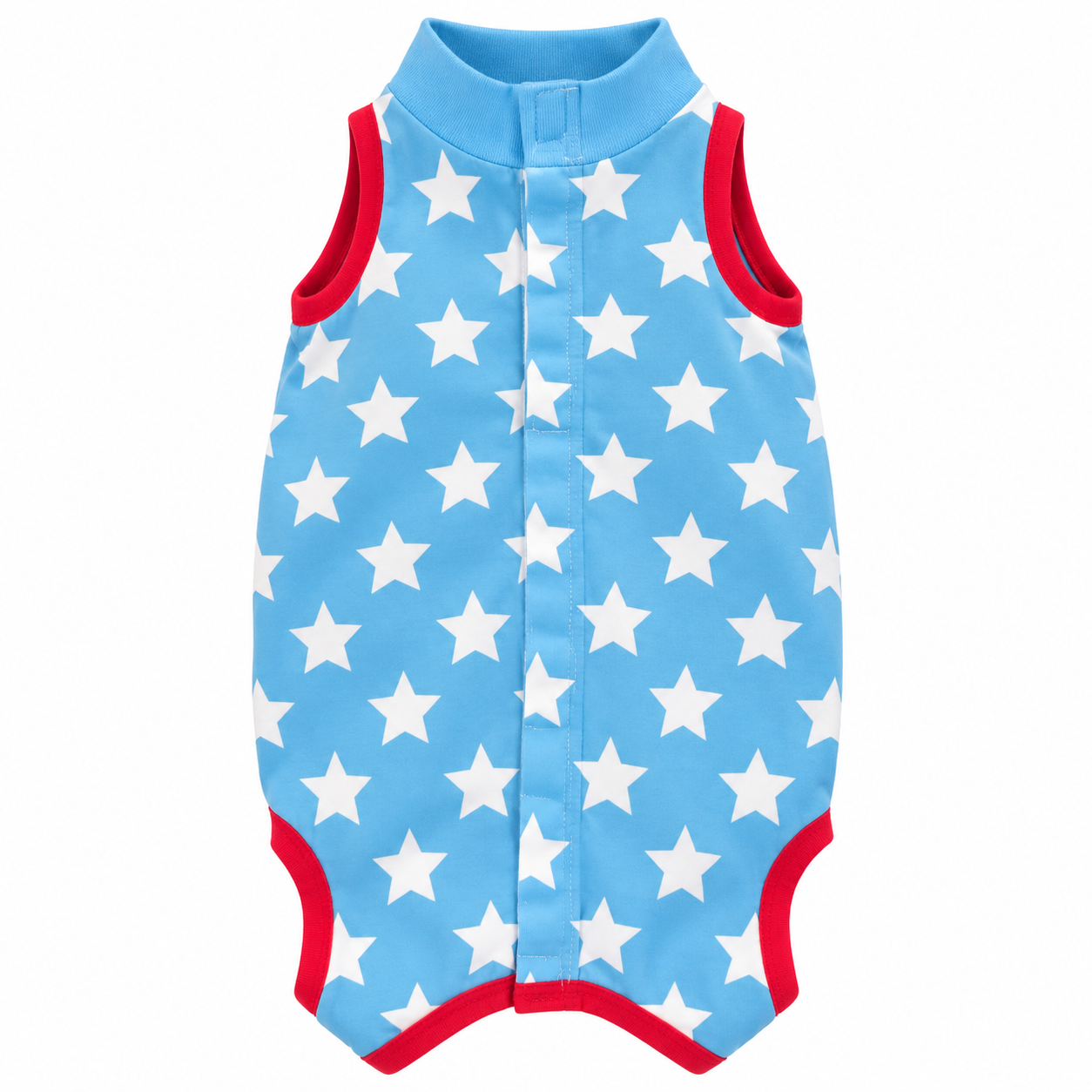 Body post quirúrgico  de algodón celeste con diseño de estrella talla L