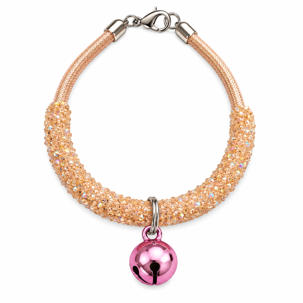 collar con campana y brillos color café claro talla S