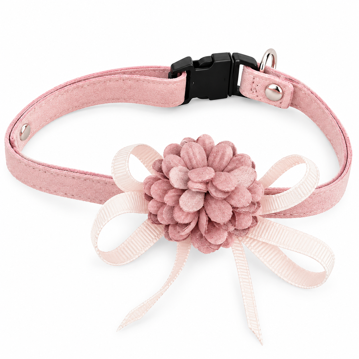 collar de cuerina con adorno de flor talla S