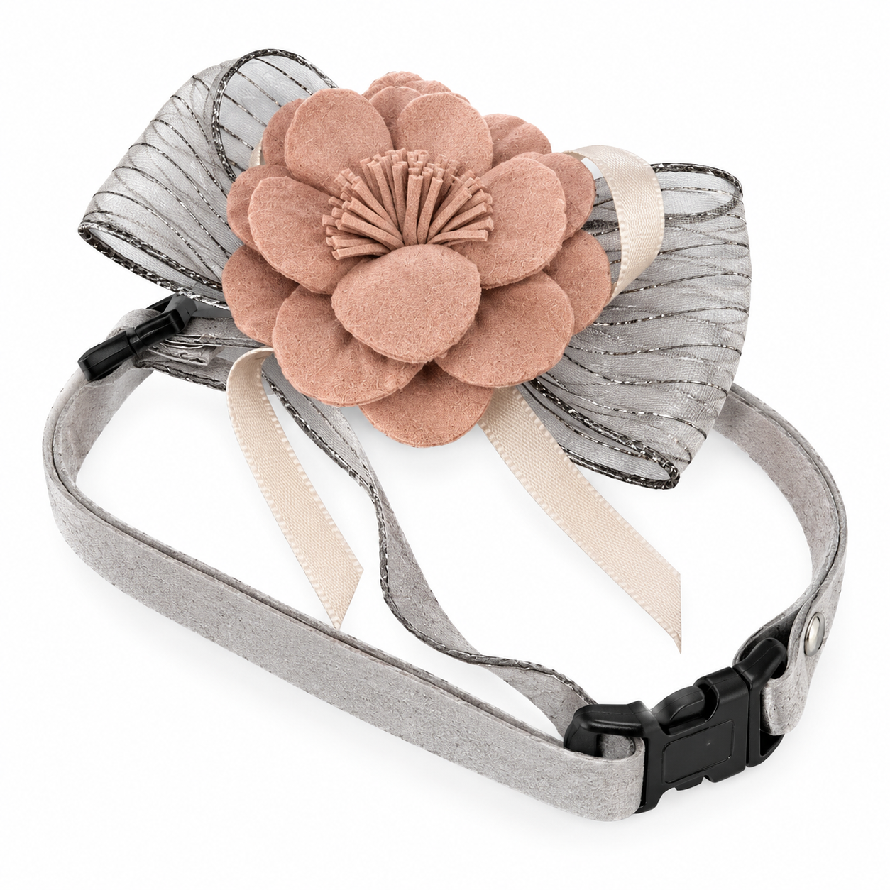 collar de cuerina diseño de flor talla M