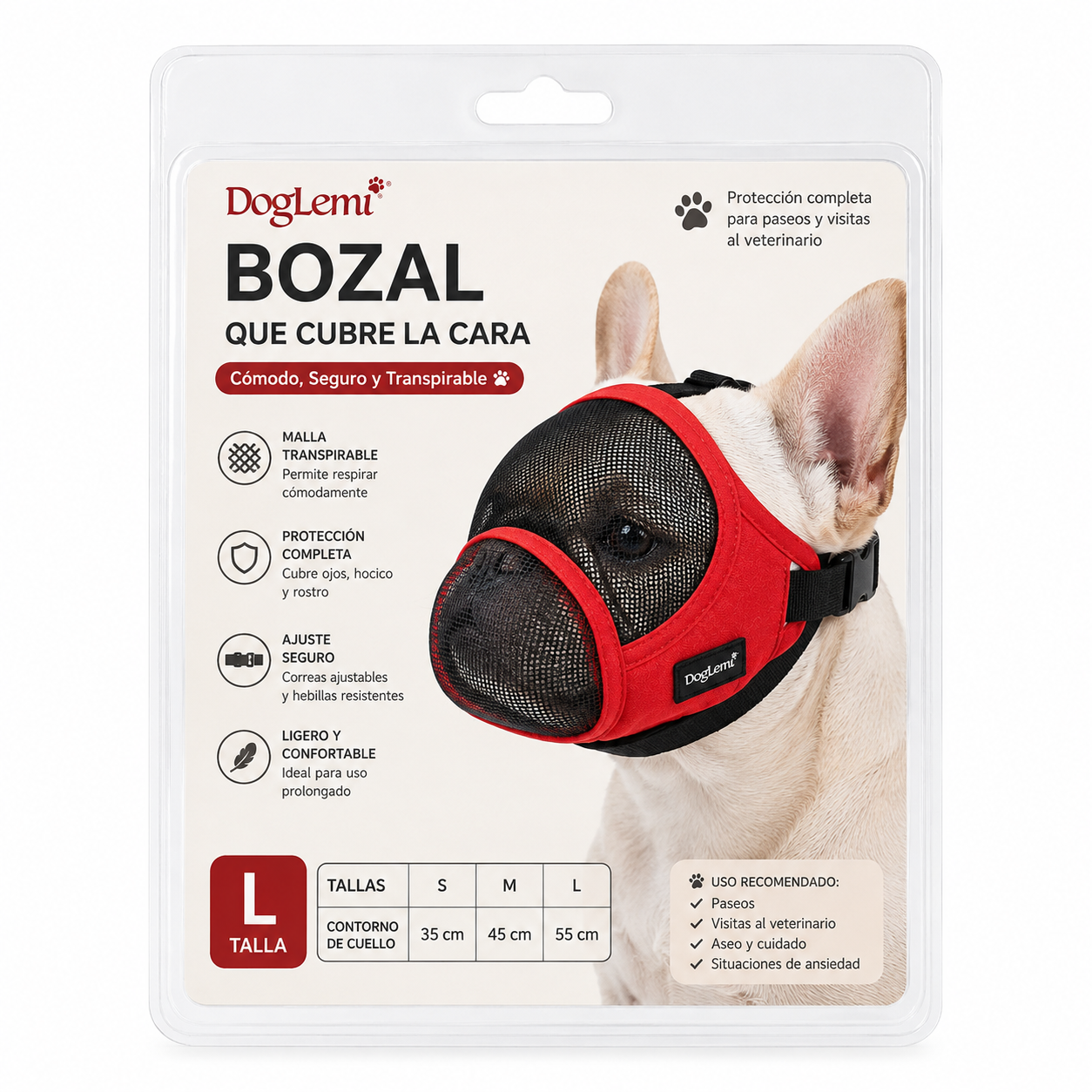 bozal de cara para perros braquicéfalos.