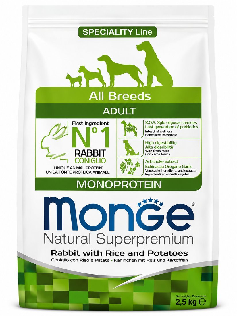 Alimento Monge Conejo con Arroz y Papas 2.5kg